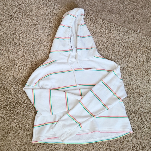SO Tops - Rainbow stripe cropped hoodie